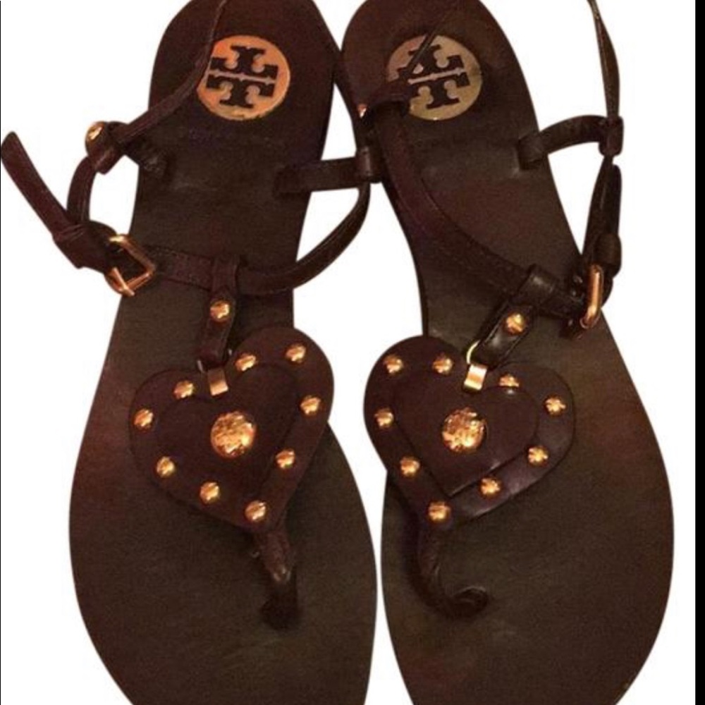 NEW Tory Burch Size 7,5 Heart Leather sandals Color brown